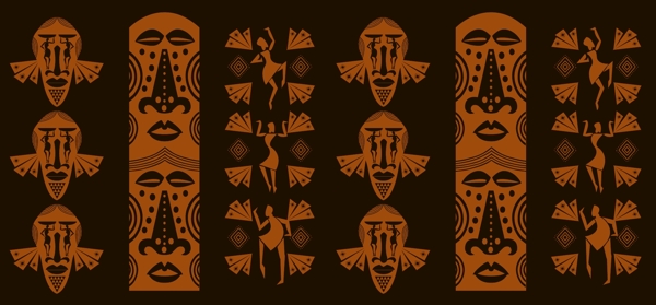 复古非洲花纹面具背景素材