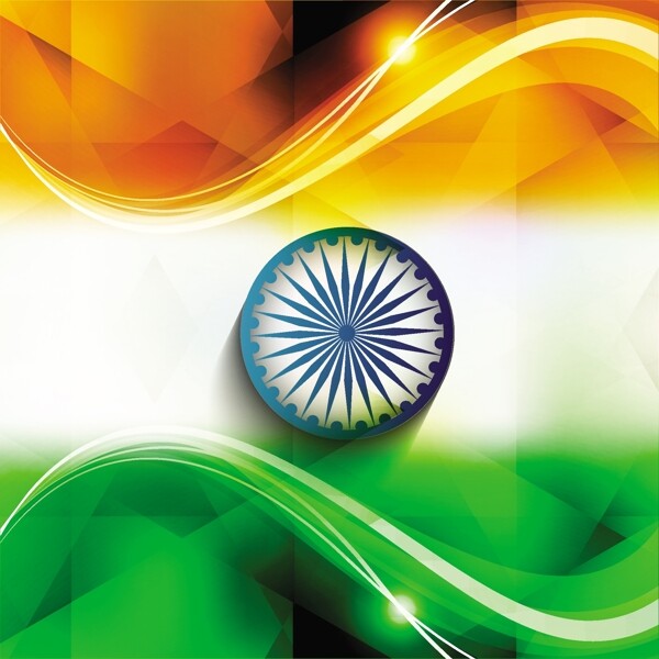 波浪形闪亮印度国旗的背景