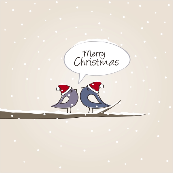 小鸟圣诞插画