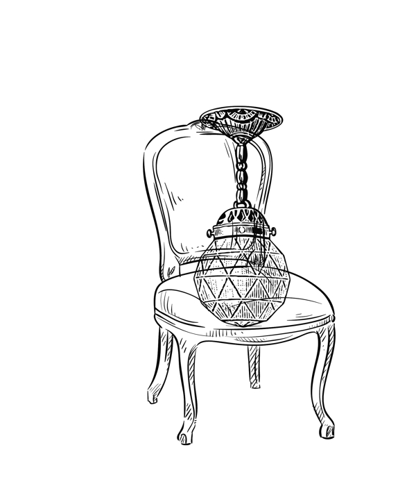 矢量线性素描椅子手绘素材图