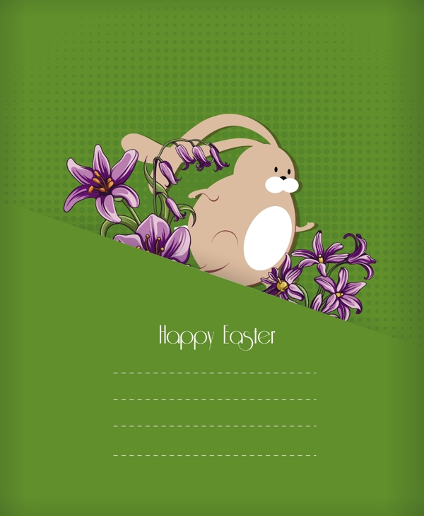 复活节插画矢量与复活节兔子和春天的花朵
