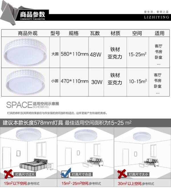 天猫灯饰参数详情页面海报