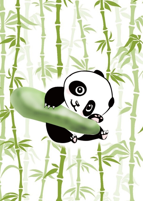卡通竹林熊猫图片