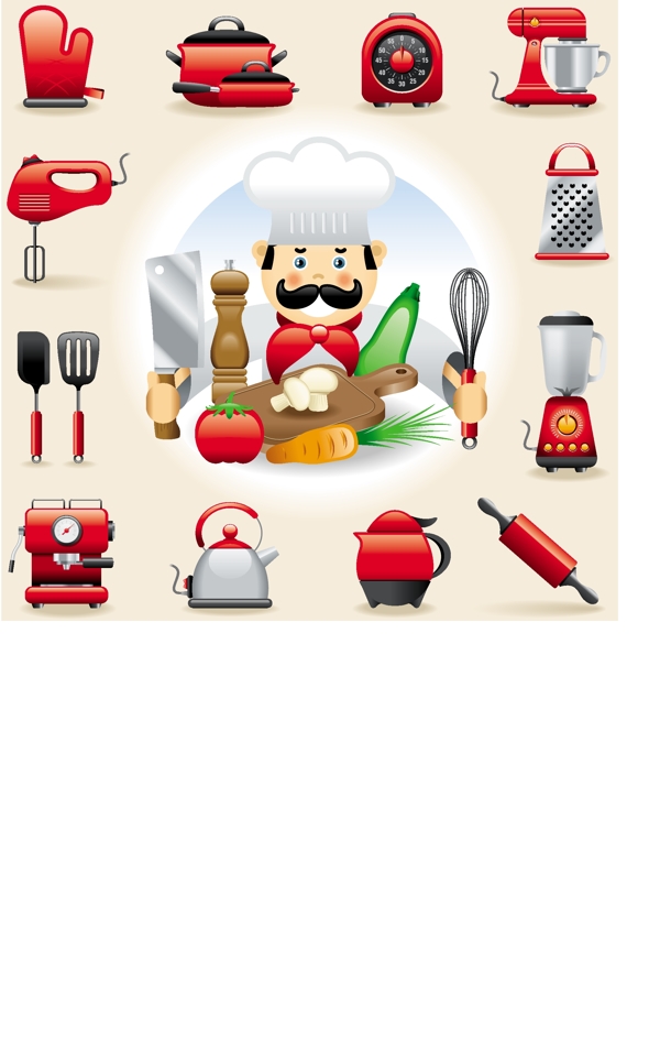 厨师厨房用品工具图标图片