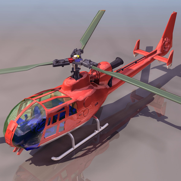 红色小型直升机3D模型