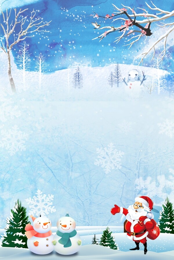 雪地冬天色圣诞节宣传背景