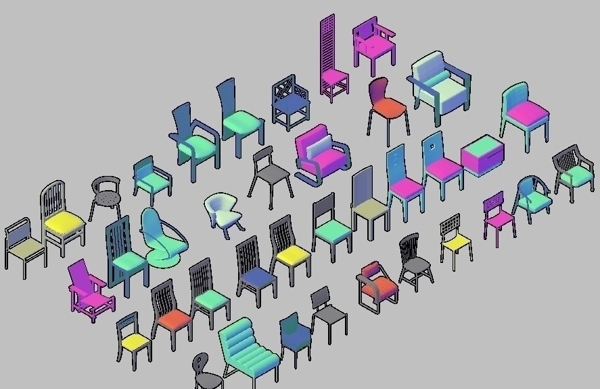 CAD立体椅子模块图片