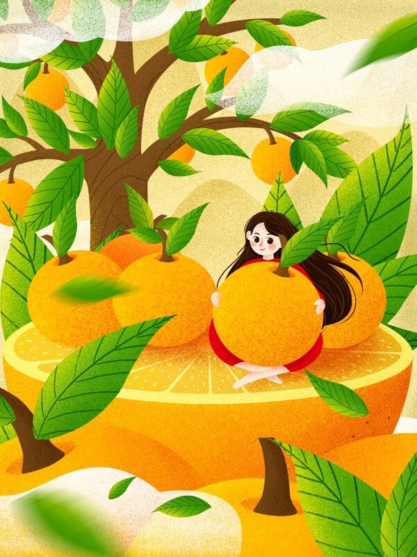 创意水果之橘子插画