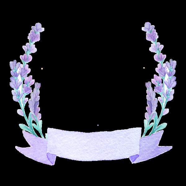 手绘紫色花装饰透明装饰素材