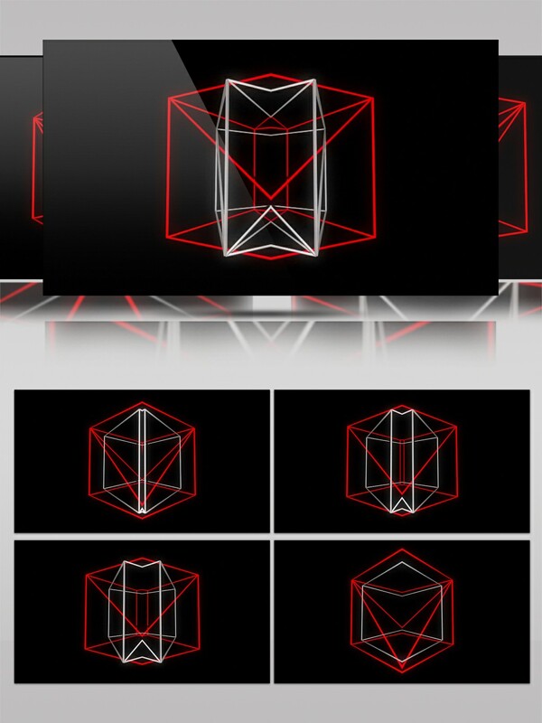 简约线性红色几何体动感视频素材