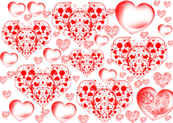 心型花纹红色图片