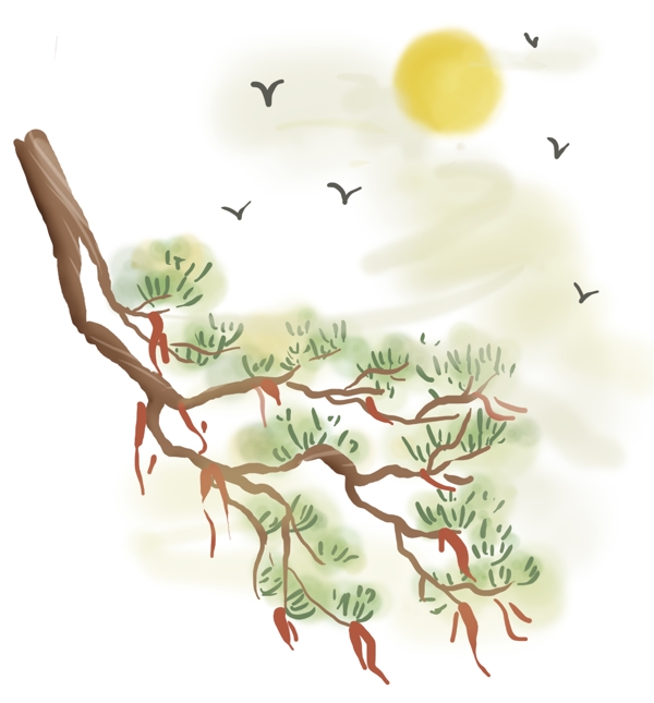 松树和飞鸟