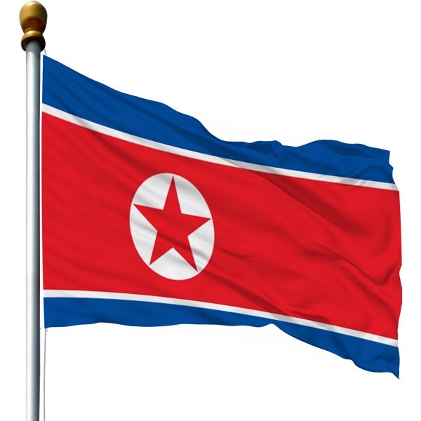 带旗杆的朝鲜国旗
