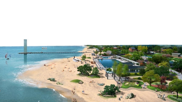 海滨景观设计效果图psd源文件