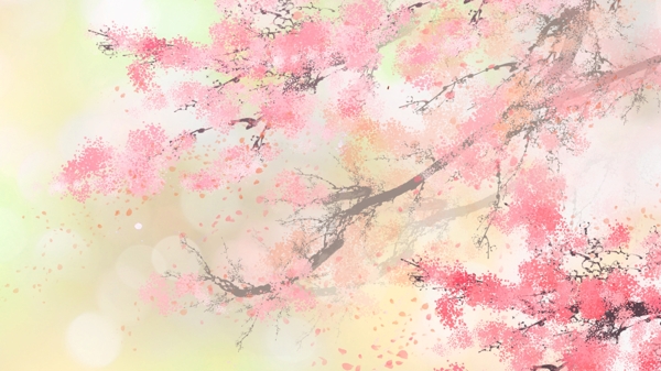 粉色樱花花枝卡通背景