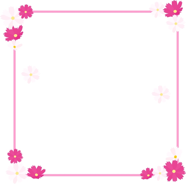 母亲节温馨粉色简约花朵边框