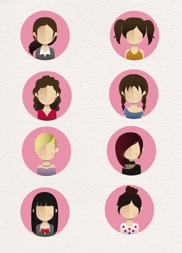 粉色女性人物头像设计