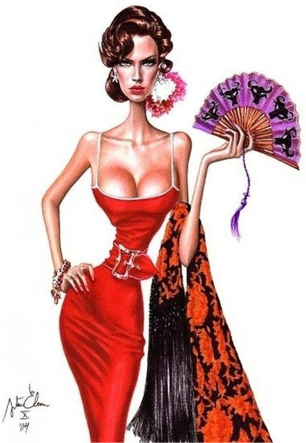 红色性感吊带裙设计图