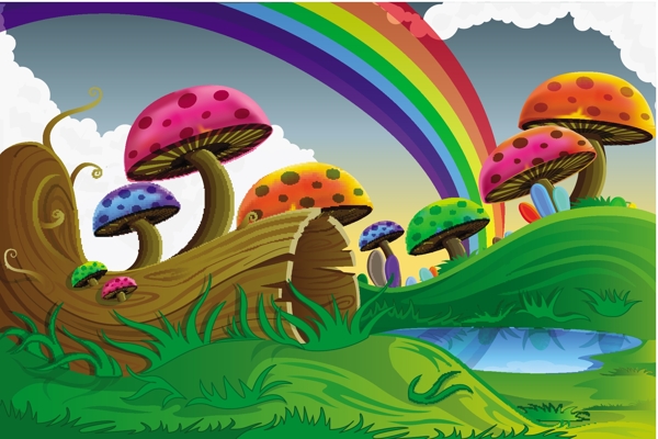 丰富多彩的卡通蘑菇矢量素材