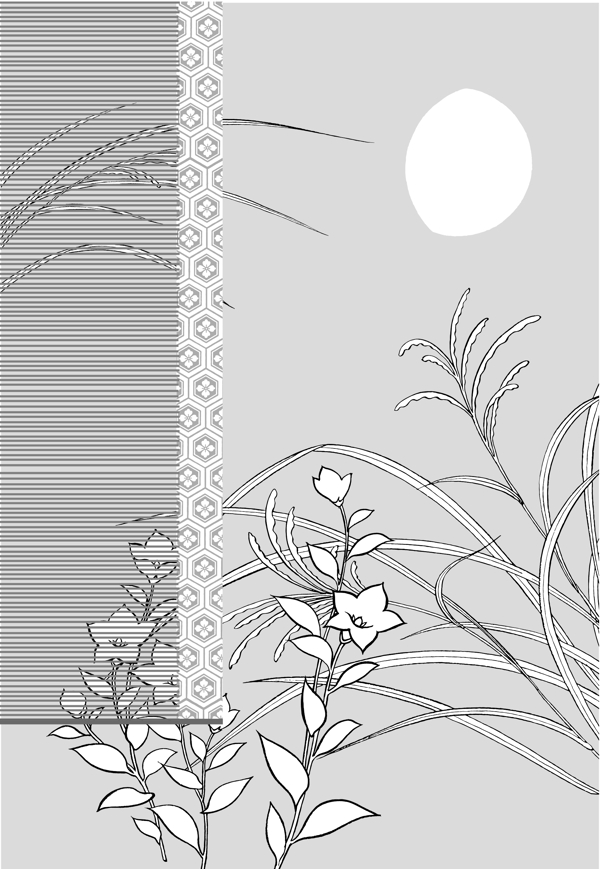 日本线花植物的花朵矢量素材8经典的背景图