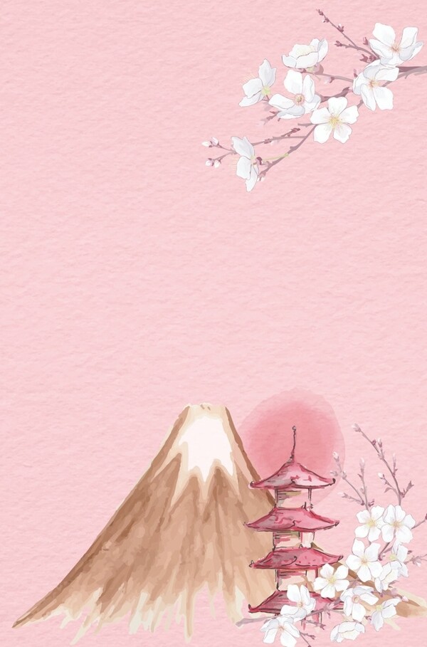 唯美富士山樱花背景