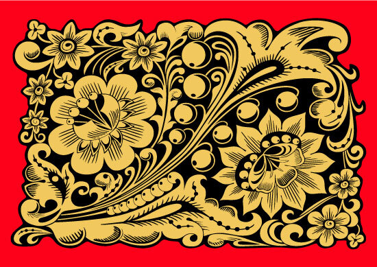 矢量传统古典花鸟纹样素材