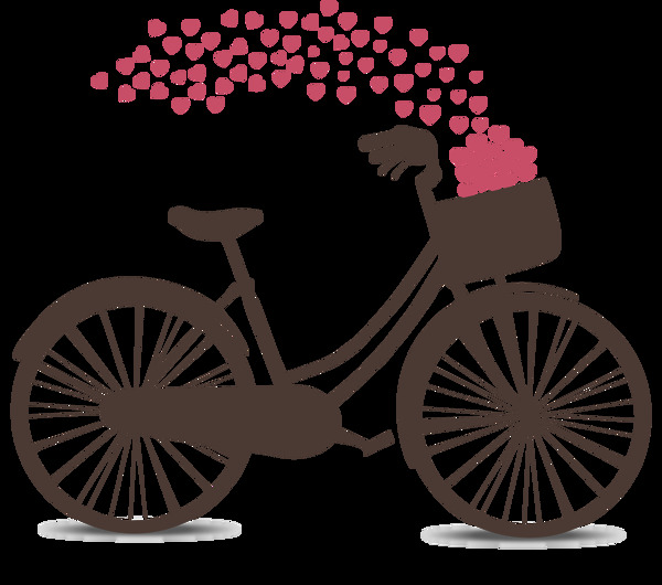爱情主题自行车剪影免抠png透明图层素材