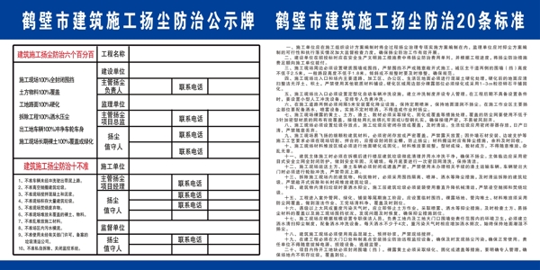 扬尘防治公示牌