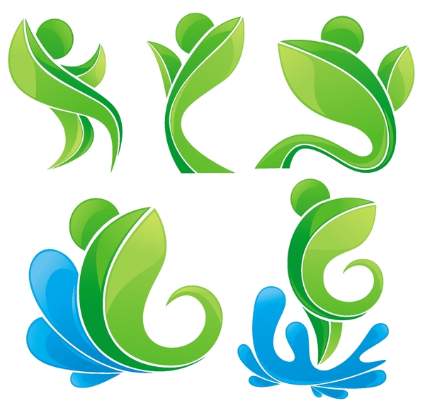 绿色舞蹈人物logo设计图片