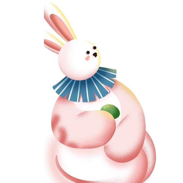 手绘可爱吃青团子的兔子设计