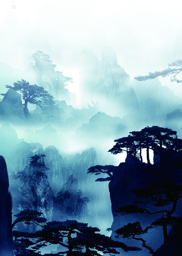 黄山松树水墨风景图中国风