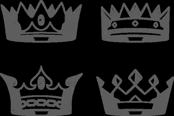 黑白皇冠图标免抠png透明图层素材