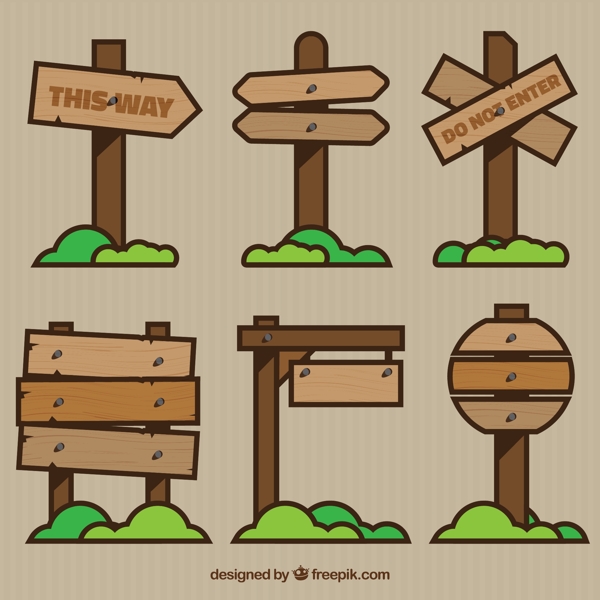 卡通风格的木制标志
