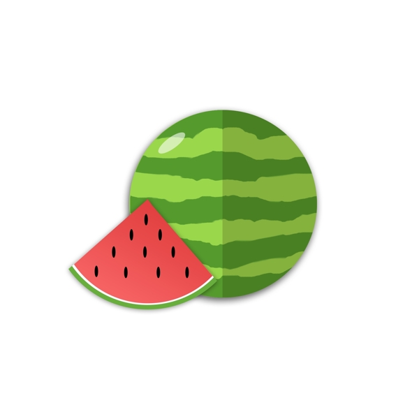 扁平化西瓜绿色水果植物图标元素