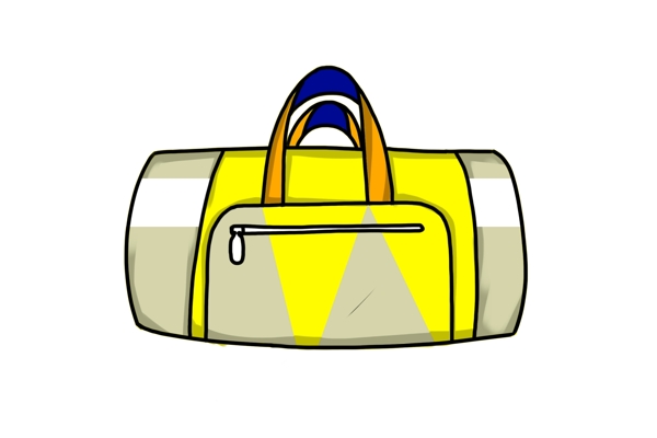 手绘黄色行李箱插画
