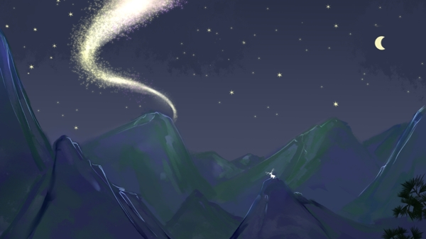夜晚的星空似一道银河插画