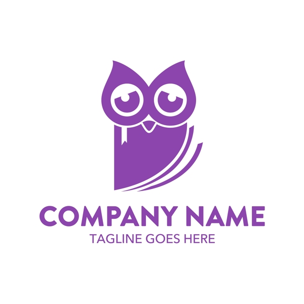 紫色创意猫头鹰logo矢量素材