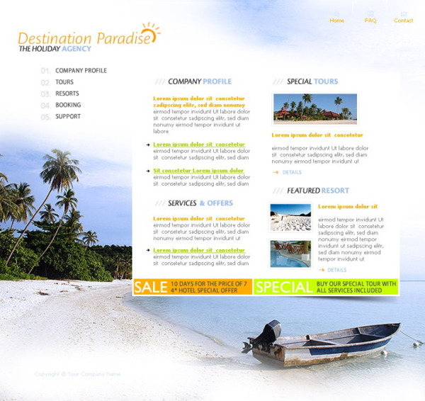 海边度假网页psd模板