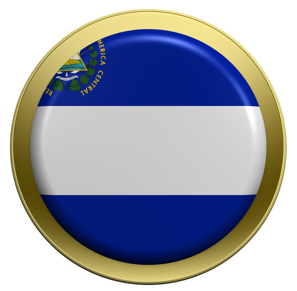 萨尔瓦多国旗上的圆形按钮白色隔离