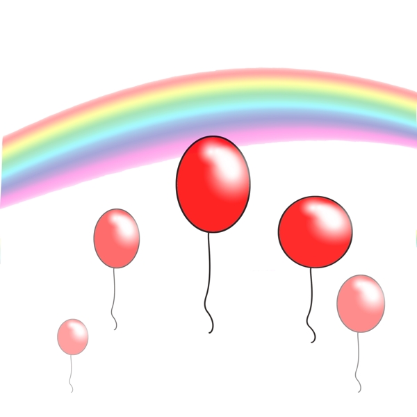 彩虹气球卡通元素节日