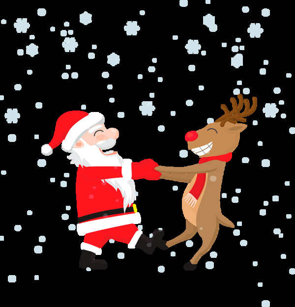 卡通圣诞老人圣诞麋鹿元素