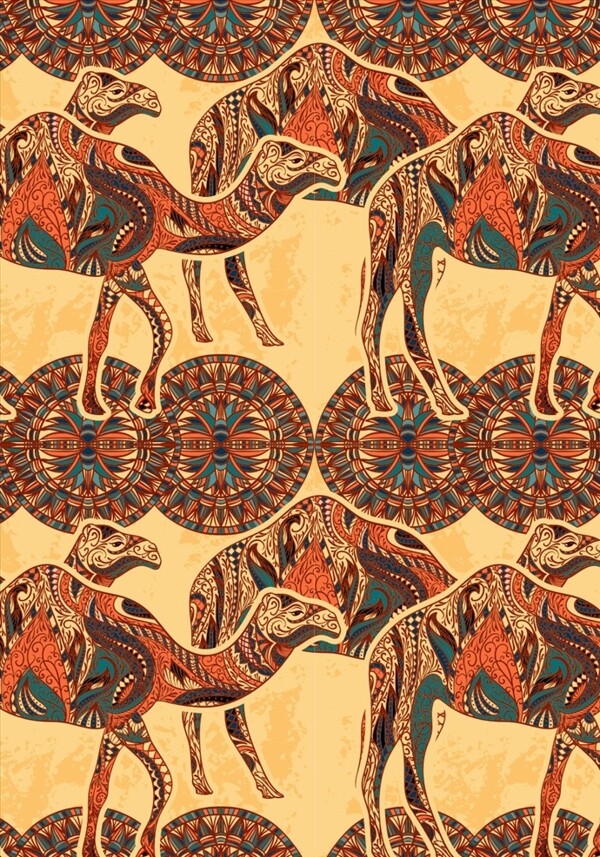 动物骆驼花纹图案设计