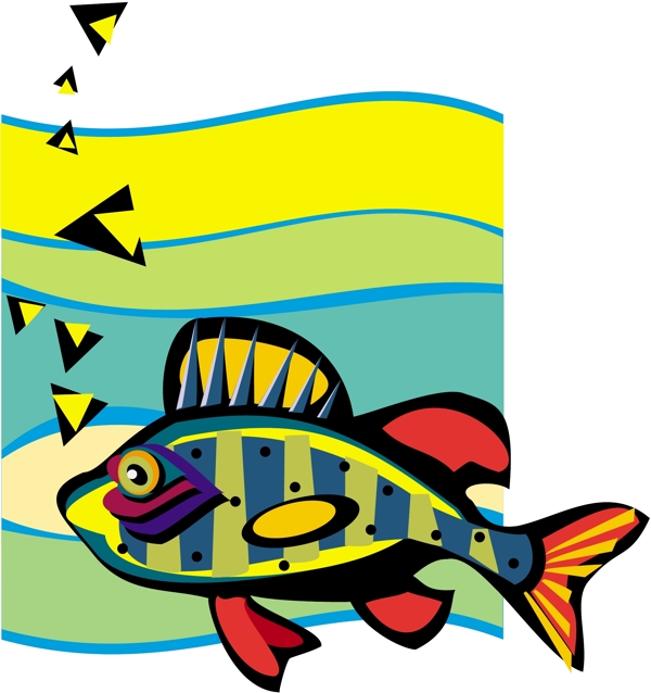 五彩小鱼水生动物矢量素材EPS格式0609