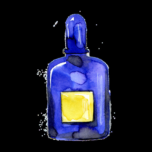 手绘补水精华瓶子PNG透明素材