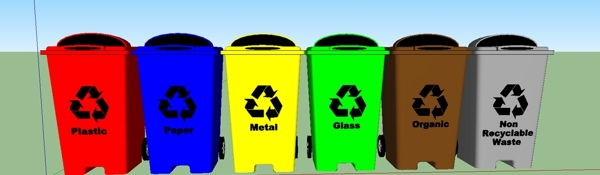垃圾分类回收垃圾桶模型su草图