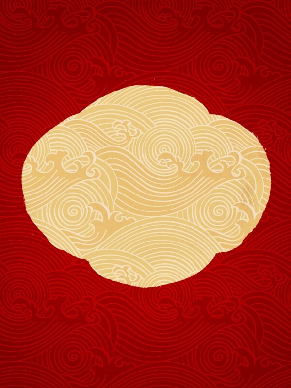 水彩中国风新年吉祥红色水波纹背景