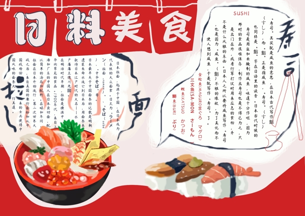 手绘日本料理美食小报