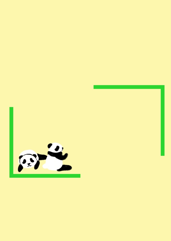 中国风熊猫绿色小清新创意边框