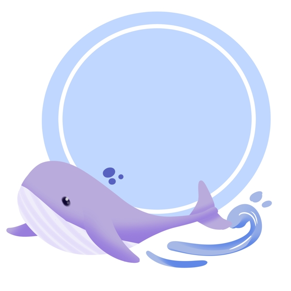 蓝色鲸鱼边框插画