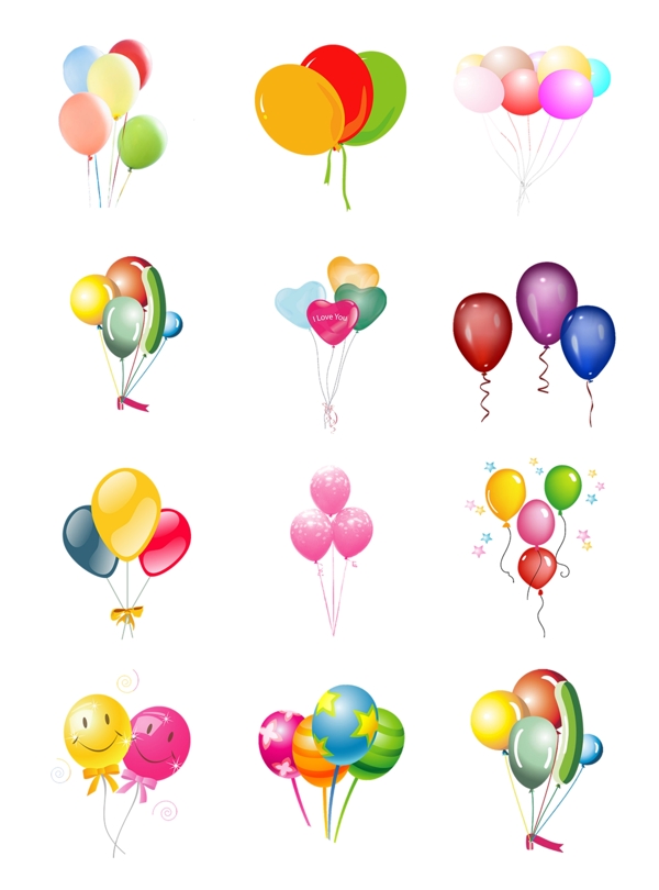 气球元素PSD源文件手绘风格彩色气球素材
